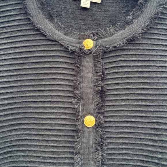 J. CREW Black Textured Cropped Knit Jacket Gold Buttons Trims New Plus Sz 2X - Picture 7 of 8